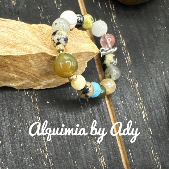 Alquimia by Ady Multicolor Beaded Bracelet Dalmatian Jasper charms - Picture 1 of 2